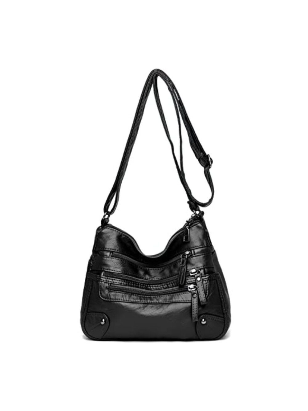 WITERY Women's Soft PU Leather Multi Pocket Crossbody Shoulder Bag Medium